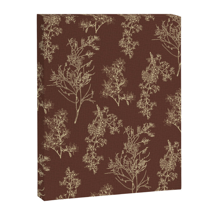 Botanical Cottage Woven Look Pattern in Dark Brown and Cream Canvas Print Gallery Image 1