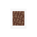Botanical Cottage Woven Look Pattern in Dark Brown and Cream Art Print Gallery Image 1