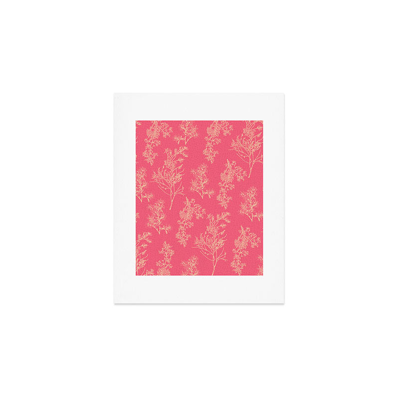 Botanical Cottage Woven Look Pattern in Eclectic Pink and Cream Art Print Gallery Image 1