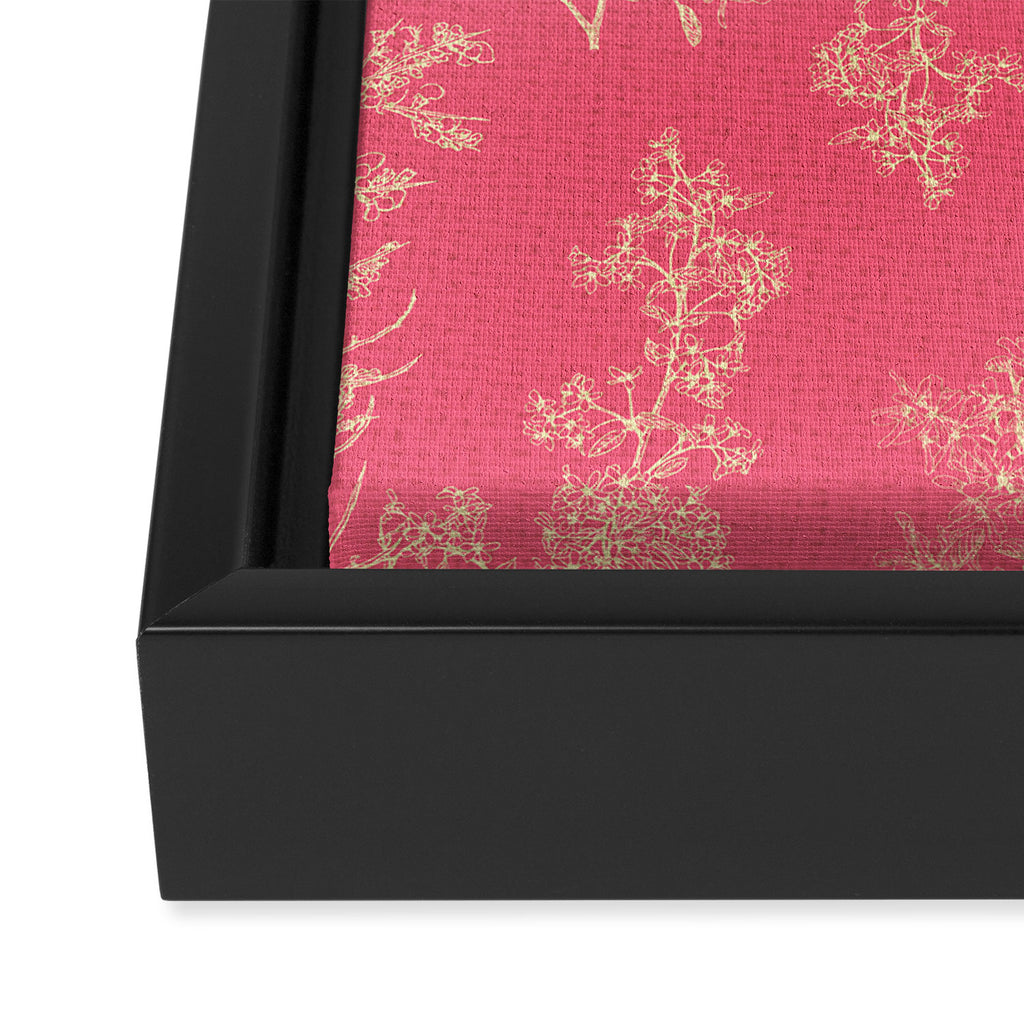 Botanical Cottage Woven Look Pattern in Eclectic Pink and Cream Framed Canvas Print Gallery Image 3