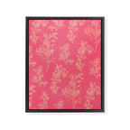 Botanical Cottage Woven Look Pattern in Eclectic Pink and Cream Framed Canvas Print Gallery Image 8