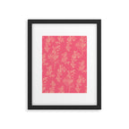 Botanical Cottage Woven Look Pattern in Eclectic Pink and Cream Framed Art Print Gallery Image 6