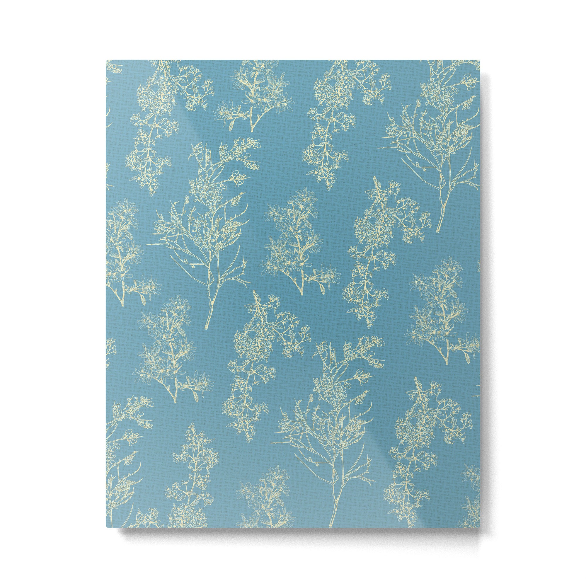 Botanical Cottage Woven Look Pattern in Light Blue Metal Print Gallery Image 6