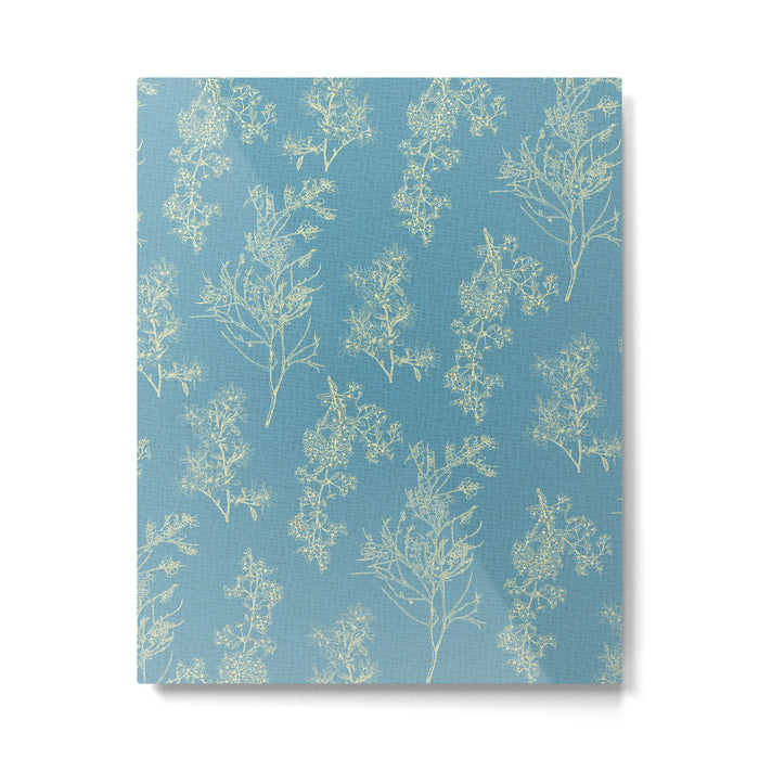 Botanical Cottage Woven Look Pattern in Light Blue Metal Print Gallery Image 1