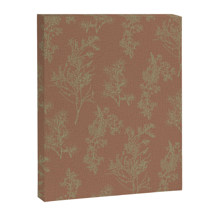 Botanical Cottage Woven Look Pattern in Mocha Brown and Sage Green Canvas Print Gallery Image 1