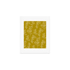 Botanical Cottage Woven Look Pattern in Olive Chartreuse Art Print Gallery Image 1