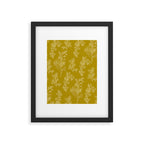 Botanical Cottage Woven Look Pattern in Olive Chartreuse Framed Art Print Gallery Image 6