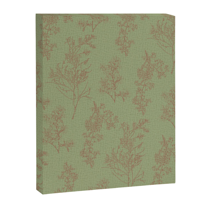 Botanical Cottage Woven Look Pattern in Sage Green and Mocha Brown Canvas Print Gallery Image 1