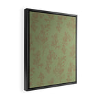 Botanical Cottage Woven Look Pattern in Sage Green and Mocha Brown Framed Canvas Print Gallery Image 2