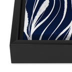 Botanical Wisps Abstract Pattern in Nautical Navy Blue and White  Framed Canvas Print Gallery Image 3