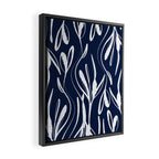 Botanical Wisps Abstract Pattern in Nautical Navy Blue and White  Framed Canvas Print Gallery Image 2