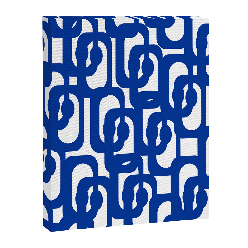 Bright Blue and White Mid-century Modern Loop Pattern  Canvas Print Gallery Image 8