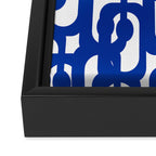 Bright Blue and White Mid-century Modern Loop Pattern  Framed Canvas Print Gallery Image 3