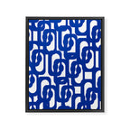 Bright Blue and White Mid-century Modern Loop Pattern  Framed Canvas Print Gallery Image 8