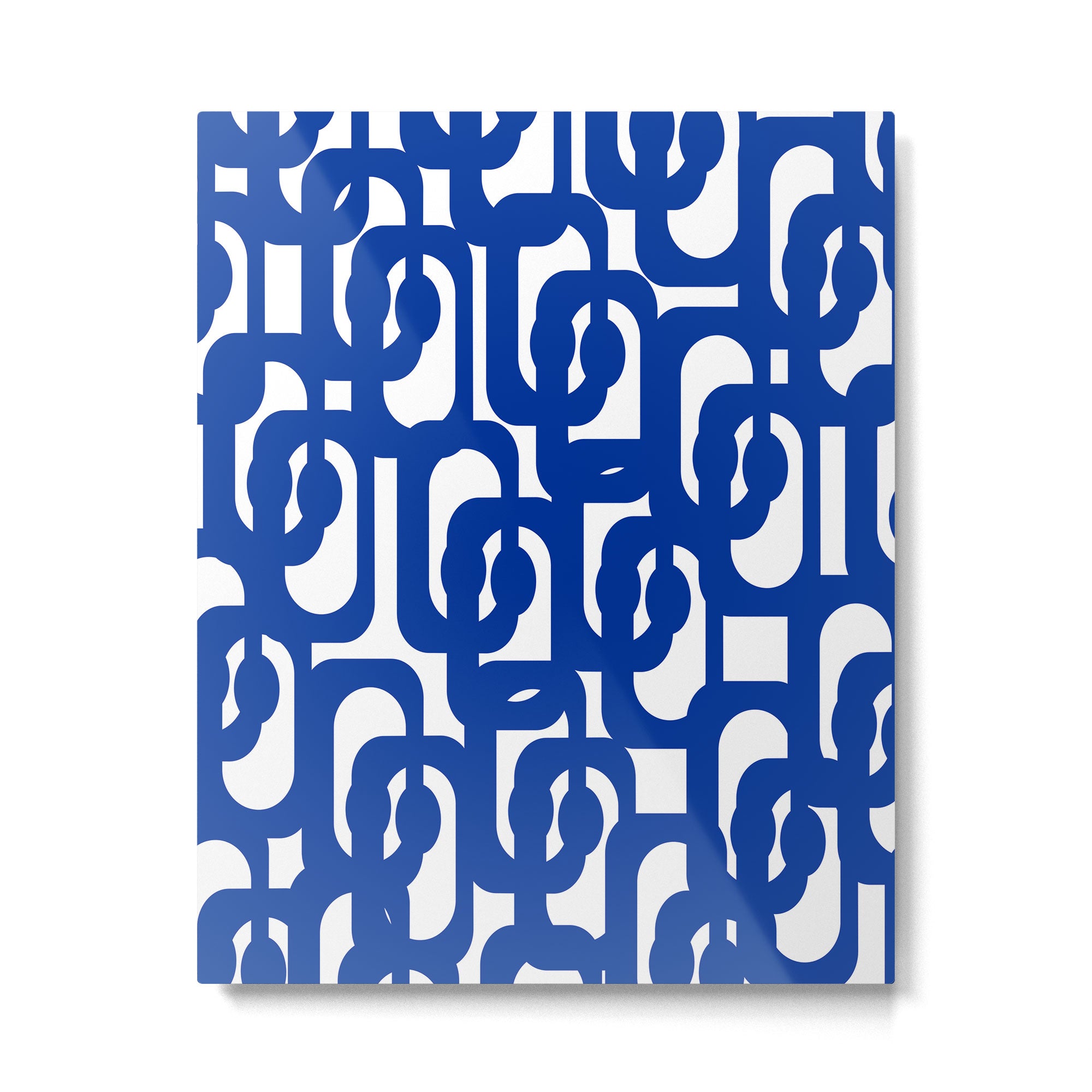 Bright Blue and White Mid-century Modern Loop Pattern  Metal Print Gallery Image 6