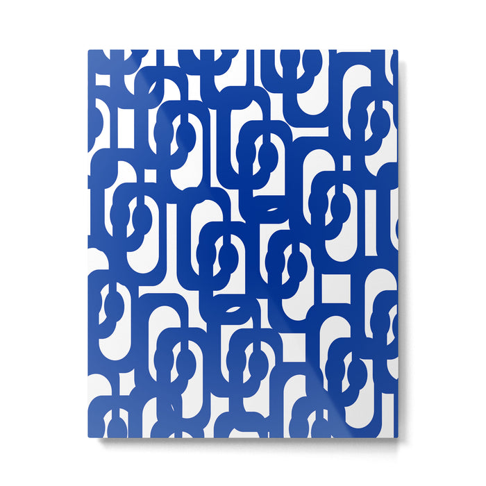 Bright Blue and White Mid-century Modern Loop Pattern  Metal Print Gallery Image 1