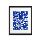 Bright Blue and White Mid-century Modern Loop Pattern  Framed Art Print Gallery Image 6