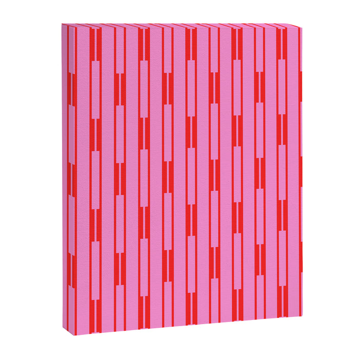 Bright Geo Chain Block Stripe Vertical Pattern Preppy Pink and Red Canvas Print Gallery Image 1