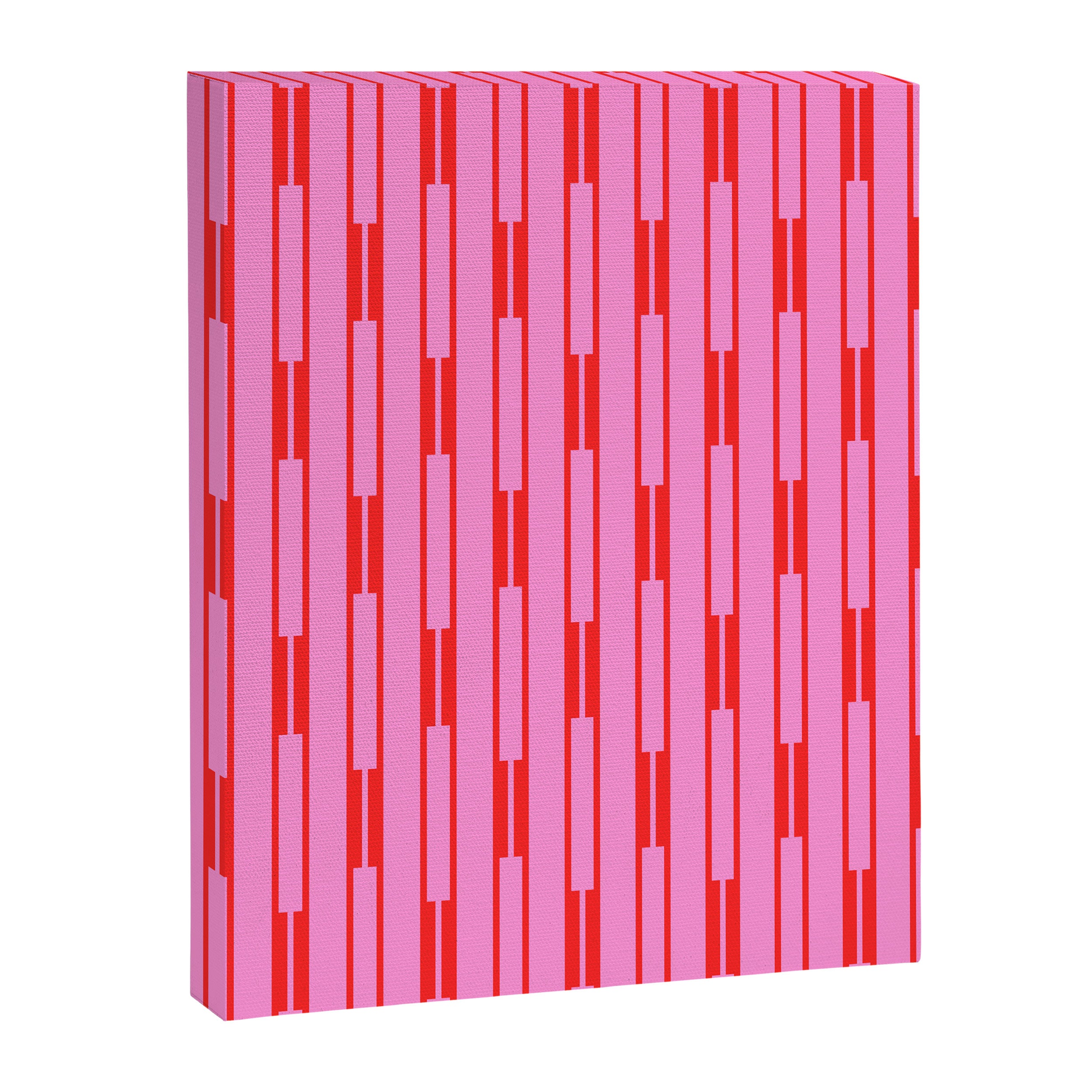 Bright Geo Chain Block Stripe Vertical Pattern Preppy Pink and Red Canvas Print Gallery Image 8