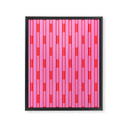 Bright Geo Chain Block Stripe Vertical Pattern Preppy Pink and Red Framed Canvas Print Gallery Image 8