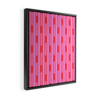 Bright Geo Chain Block Stripe Vertical Pattern Preppy Pink and Red Framed Canvas Print Gallery Image 2