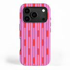 Bright Geo Chain Block Stripe Vertical Pattern Preppy Pink and Red iPhone Case Gallery Image 1