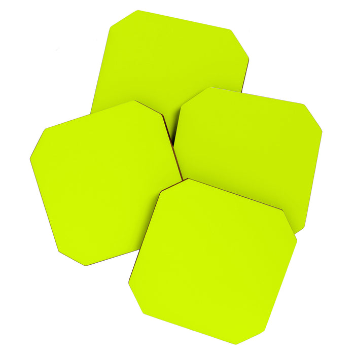Bright Neon Yellow Green Chartreuse Solid Color Coaster Gallery Image 1