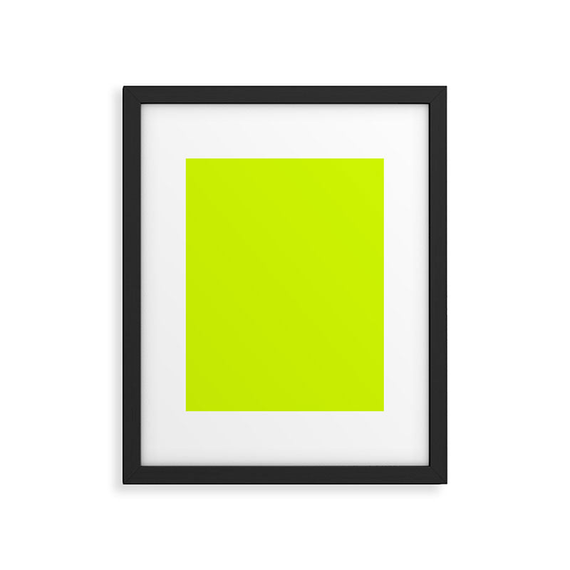 Bright Neon Yellow Green Chartreuse Solid Color Framed Art Print Gallery Image 6