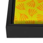 Bright Yellow and Orange Wispy Leaves Contemporary Pattern Framed Canvas Print Gallery Image 3