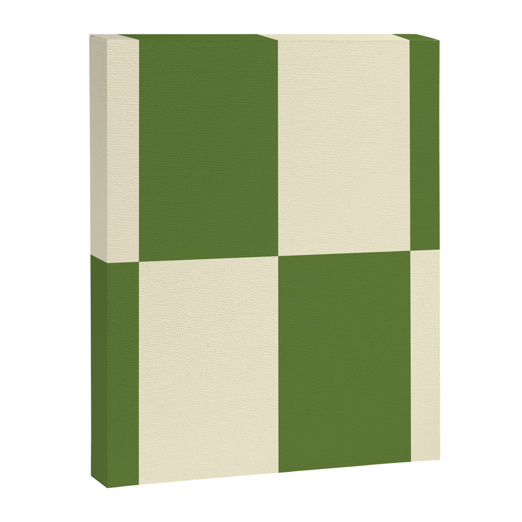 Broad Block Stripes Minimal Checkered Pattern in Retro Green and Cream Canvas Print Gallery Image 8
