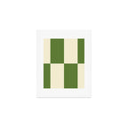 Broad Block Stripes Minimal Checkered Pattern in Retro Green and Cream Art Print Gallery Image 1
