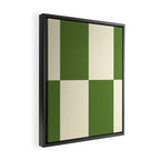 Broad Block Stripes Minimal Checkered Pattern in Retro Green and Cream Framed Canvas Print Gallery Image 2