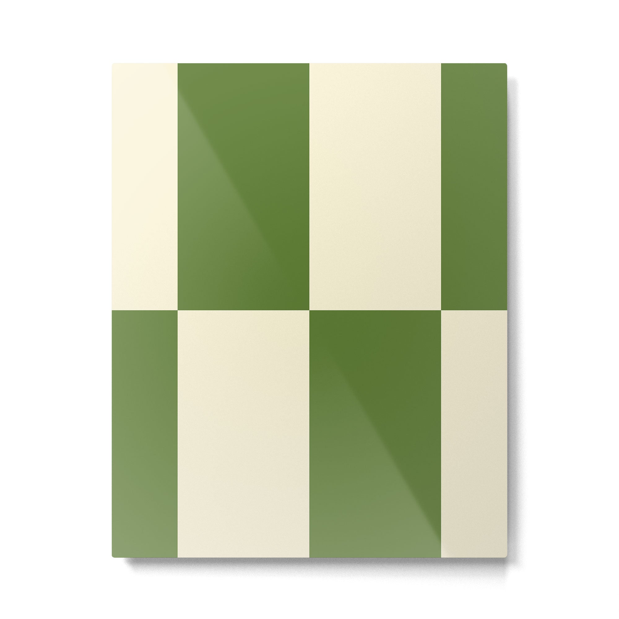 Broad Block Stripes Minimal Checkered Pattern in Retro Green and Cream Metal Print Gallery Image 6