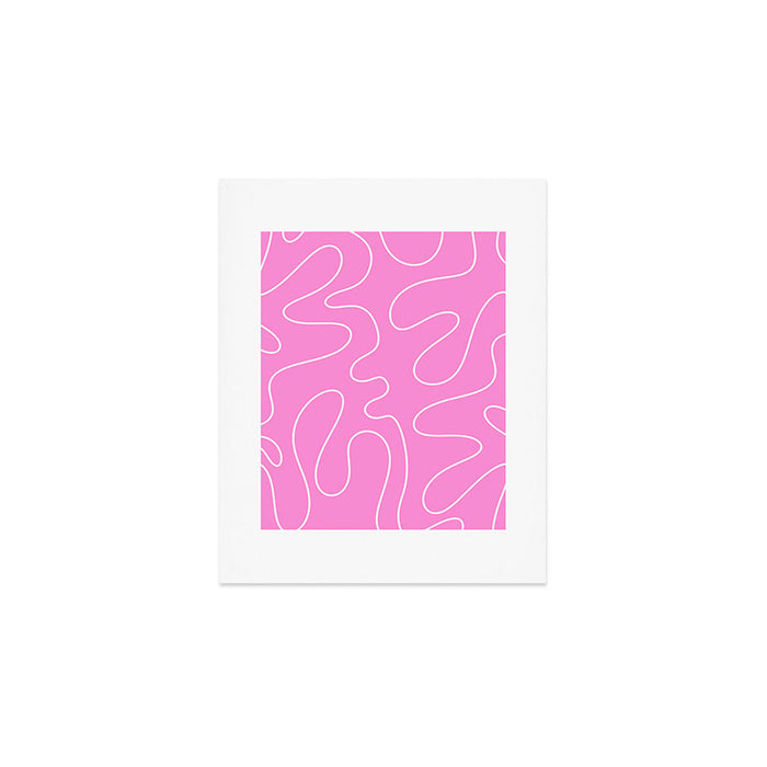 Bubblegum Pink Squiggle Abstract Pattern Art Print Gallery Image 1