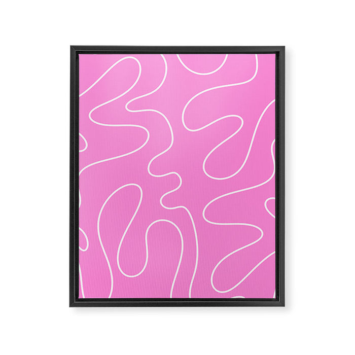Bubblegum Pink Squiggle Abstract Pattern Framed Canvas Print Gallery Image 1