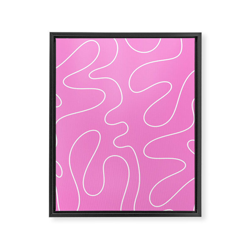 Bubblegum Pink Squiggle Abstract Pattern Framed Canvas Print Gallery Image 8