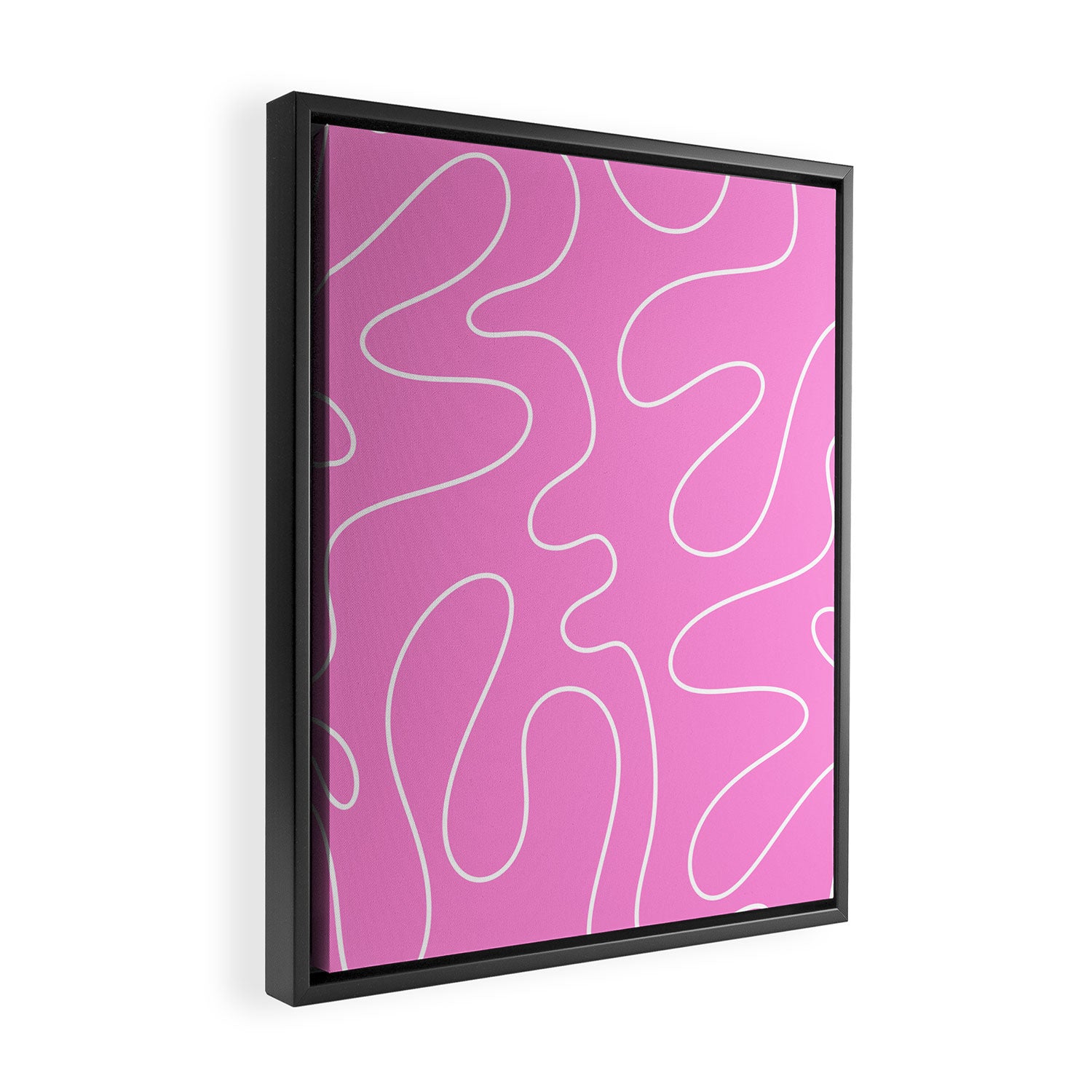 Bubblegum Pink Squiggle Abstract Pattern Framed Canvas Print Gallery Image 2