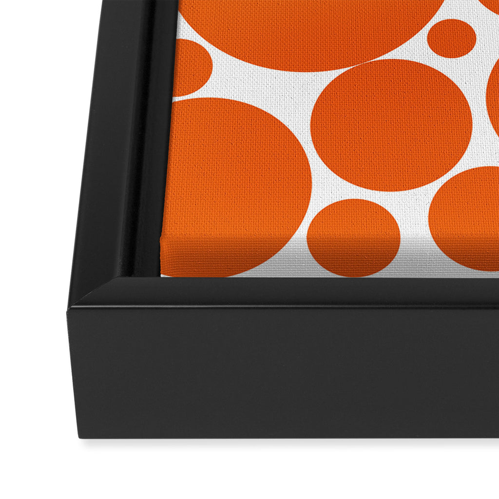 Bubbly Mod Dots Pattern in Burnt Orange and White Framed Canvas Print Gallery Image 3