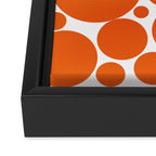 Bubbly Mod Dots Pattern in Burnt Orange and White Framed Canvas Print Gallery Image 3