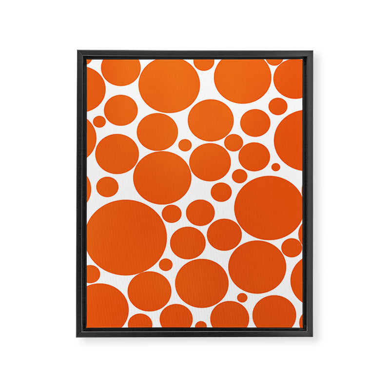 Bubbly Mod Dots Pattern in Burnt Orange and White Framed Canvas Print Gallery Image 8