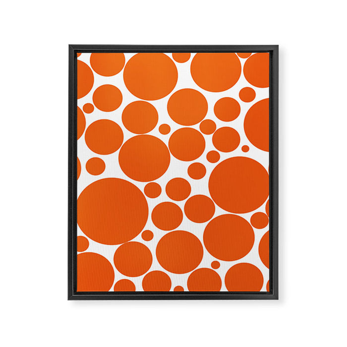 Bubbly Mod Dots Pattern in Burnt Orange and White Framed Canvas Print Gallery Image 1