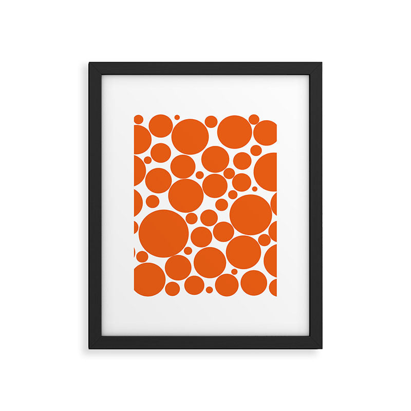 Bubbly Mod Dots Pattern in Burnt Orange and White Framed Art Print Gallery Image 6