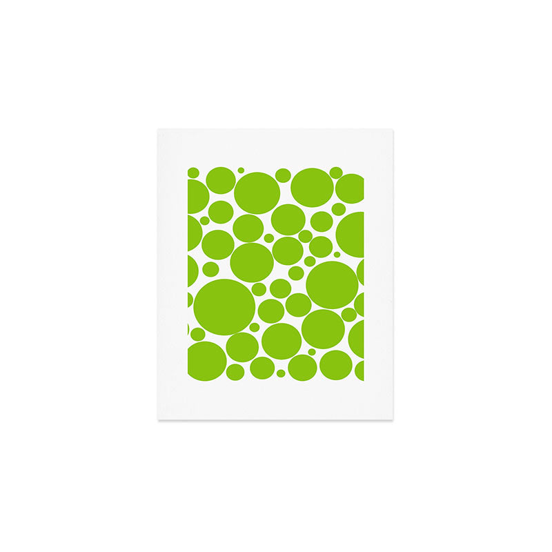 Bubbly Mod Dots Pattern Lime Green and White Art Print Gallery Image 1