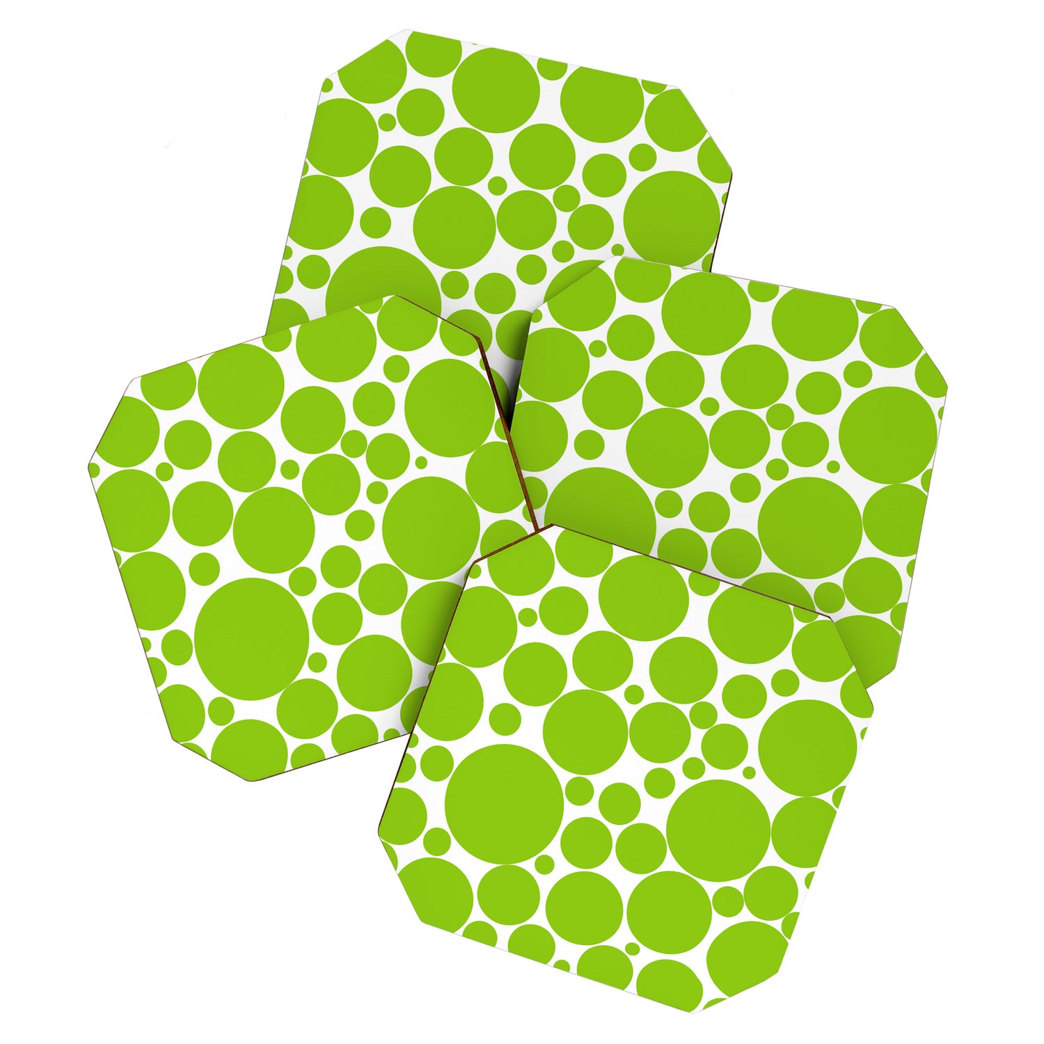 Bubbly Mod Dots Pattern Lime Green and White Coaster Gallery Image 1