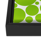 Bubbly Mod Dots Pattern Lime Green and White Framed Canvas Print Gallery Image 3
