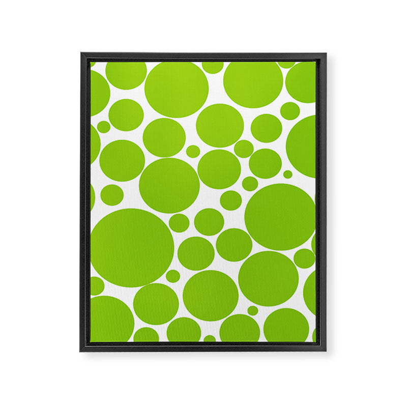 Bubbly Mod Dots Pattern Lime Green and White Framed Canvas Print Gallery Image 8