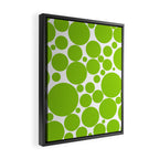 Bubbly Mod Dots Pattern Lime Green and White Framed Canvas Print Gallery Image 2
