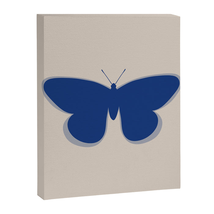 Butterfly Single in Blue and Stone Canvas Print Gallery Image 1