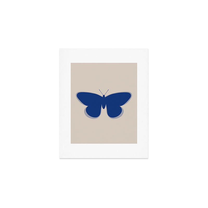 Butterfly Single in Blue and Stone Art Print Gallery Image 1
