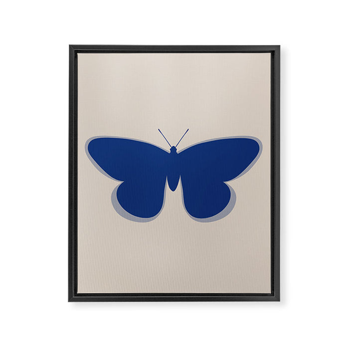 Butterfly Single in Blue and Stone Framed Canvas Print Gallery Image 1